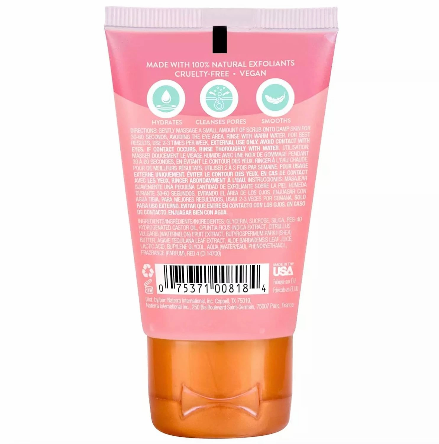 Watermelon & Cactus Hydrating Face Scrub – 1.5 fl oz, Deep Pore Cleanser with AHA, Exfoliates Skin & Impurities, Vegan & Free of Parabens & Sulfates, VitaBoost™ Loofah (Pack of 3, Watermelon & Cactus)