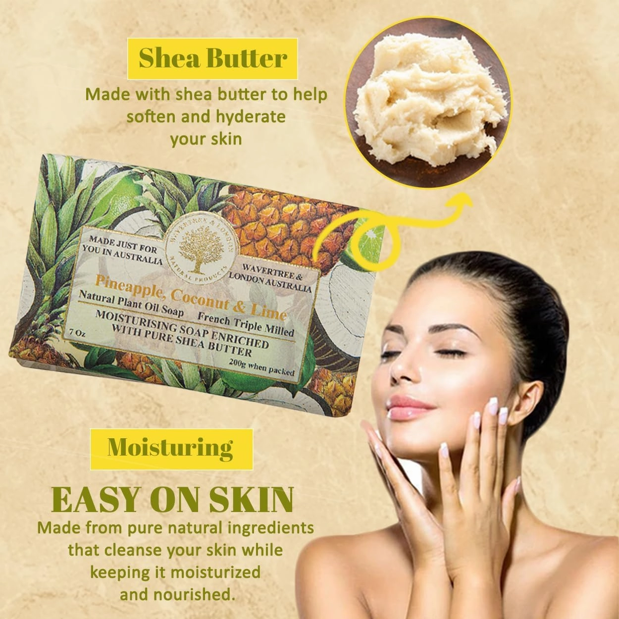 Wavertree & London Luxury Pineapple, Coconut & Lime Scented Spa Gift Set – Liquid Soap, 2 Soap Bars & Gift Bag – Natural Moisturizing Skin Care Pack, Perfect Birthday Gift for Women & Men