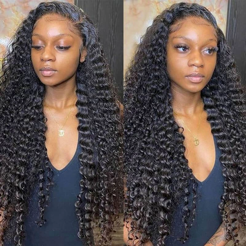 Wavymy Water Wave 360 Lace Front Wig Human Hair Wig Natural Black