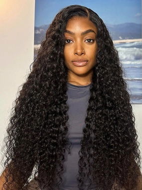Wavymy Water Wave 360 Lace Front Wig Human Hair Wig Natural Black
