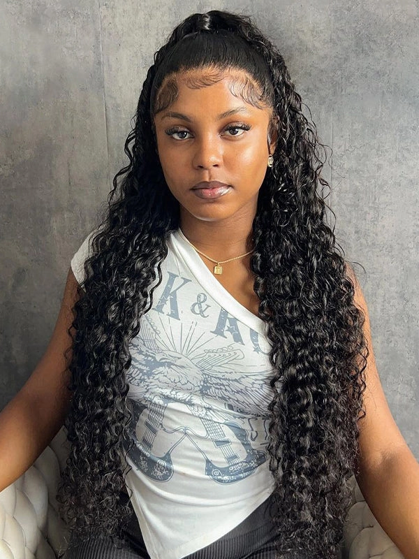 Wavymy Water Wave 360 Lace Front Wig Human Hair Wig Natural Black