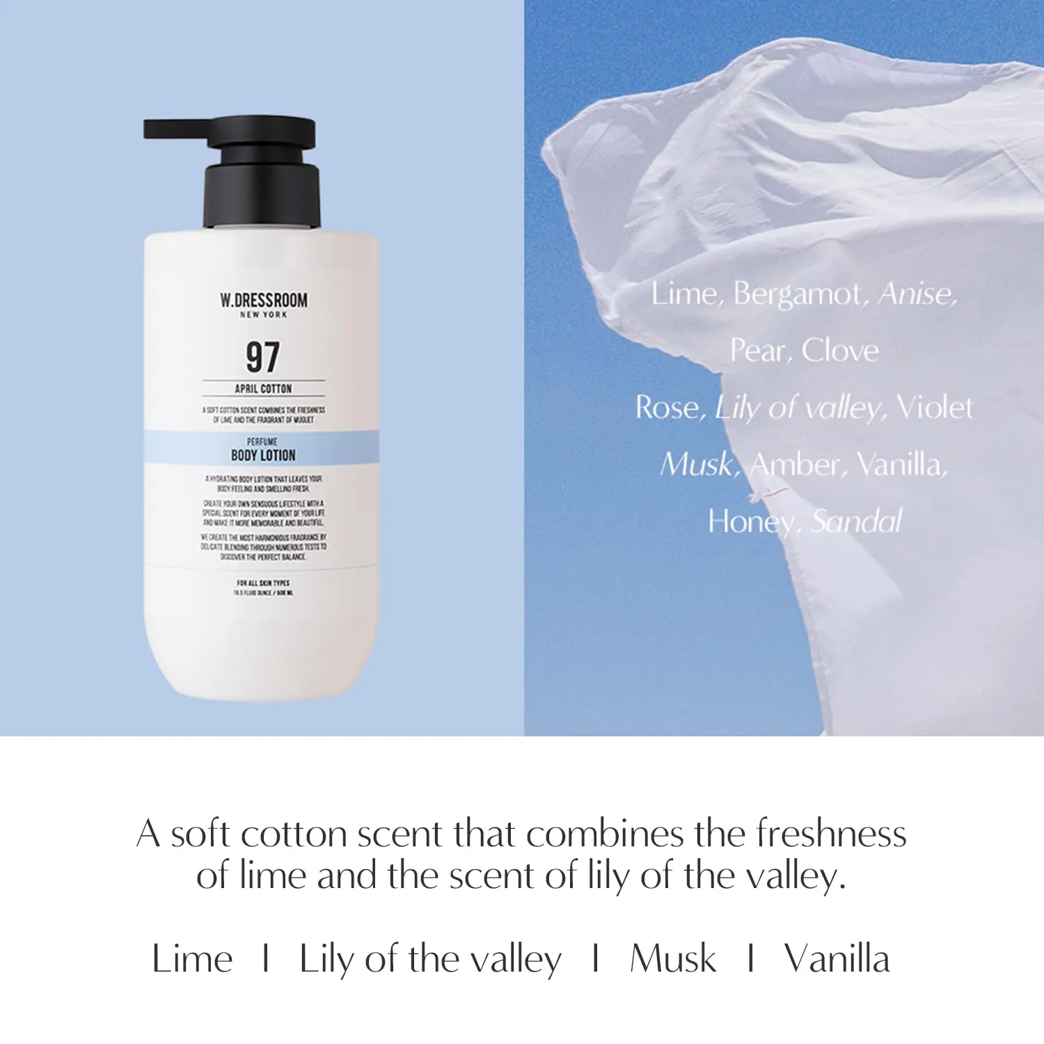 W.Dressroom Moisturizing Body Lotion No.97 April Cotton