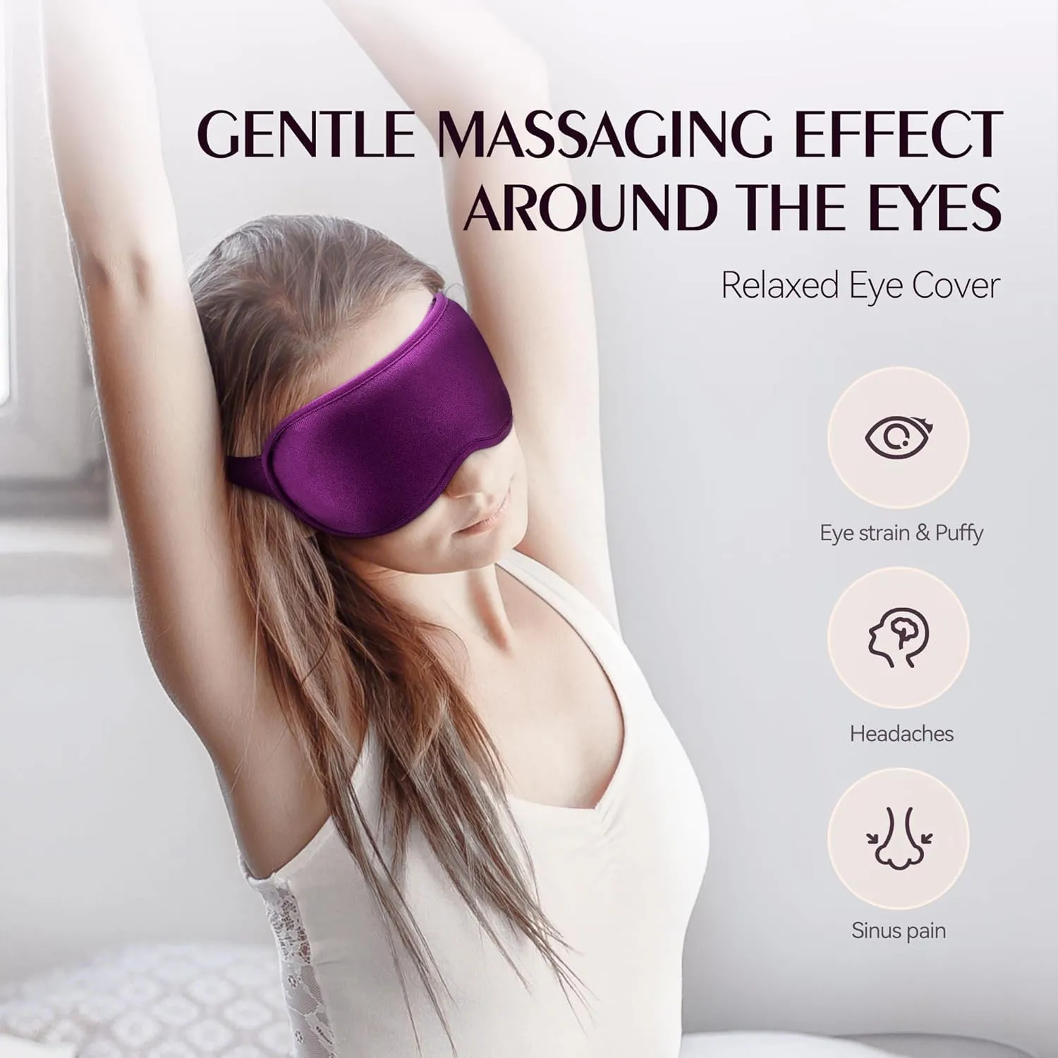 Weighted Sleeping Mask for Women Men 2 Pack 3D Contoured Eye Masks for Sleep (Black,Purple)