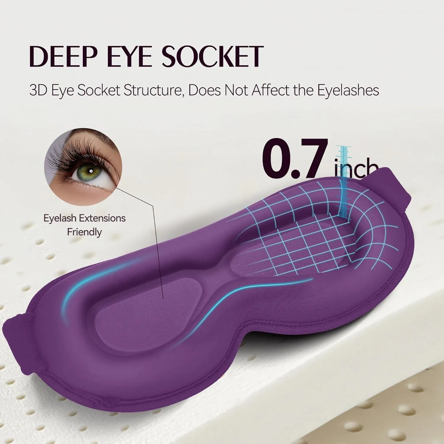 Weighted Sleeping Mask for Women Men 2 Pack 3D Contoured Eye Masks for Sleep (Black,Purple)
