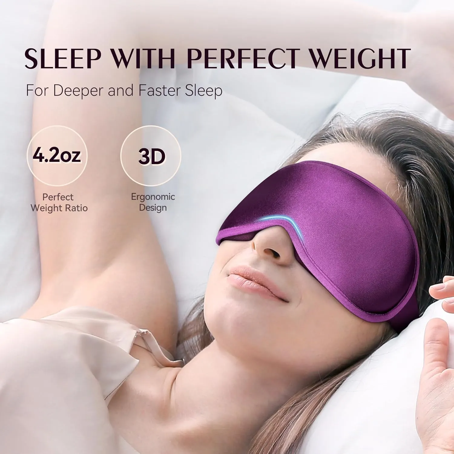 Weighted Sleeping Mask for Women Men 2 Pack 3D Contoured Eye Masks for Sleep (Black,Purple)