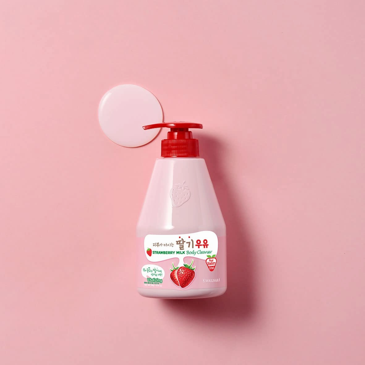 WELCOS KWAILNARA Strawberry Milk Body Wash – Korean Body Cleanser with Strawberry Extract for Hydrated, Smooth Skin, 560 g / 19.75 oz.