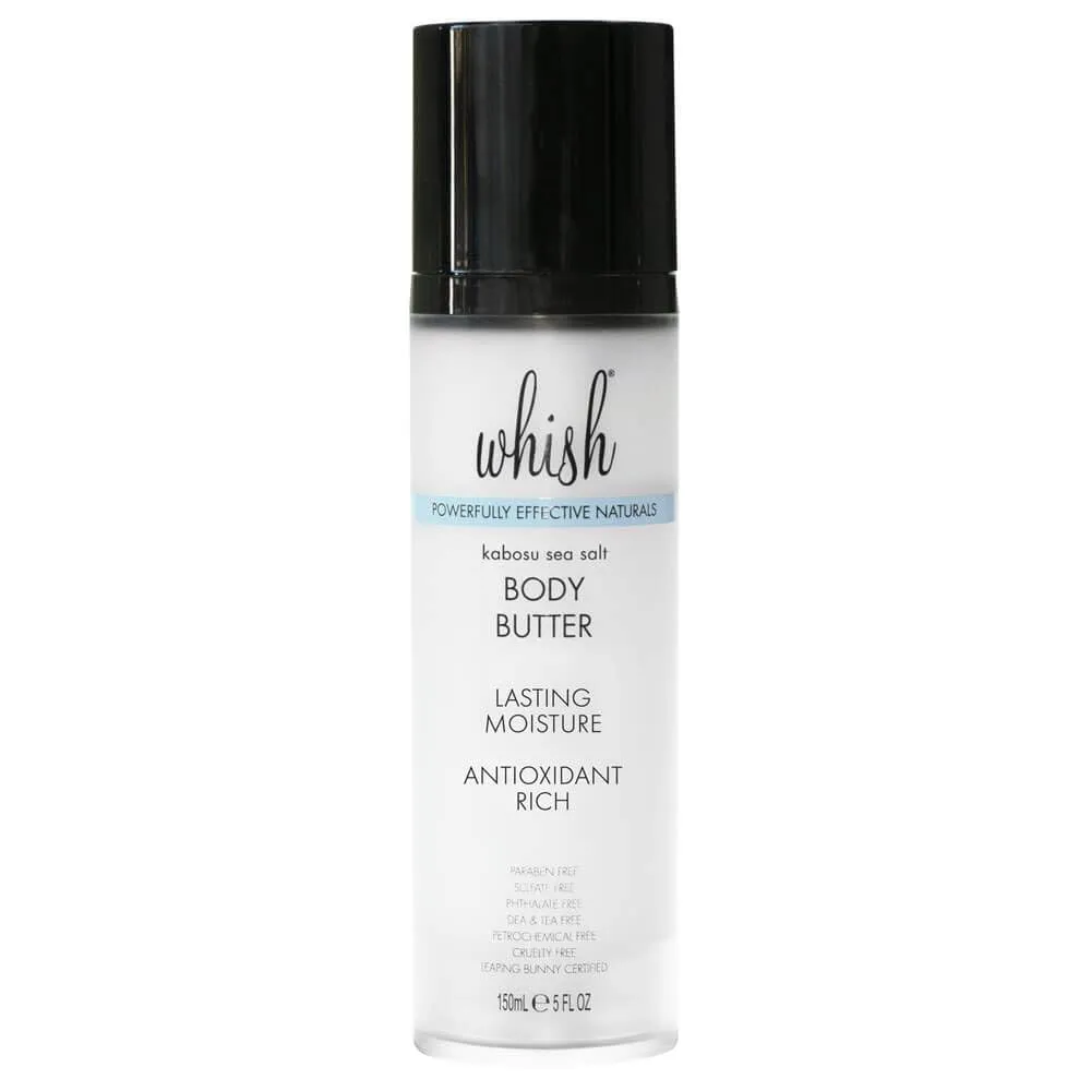 Whish Beauty Body Butter for Women - Moisturizing Body Lotion for Dry Skin - Antioxidant-Rich with Shea Butter, Aloe, & Raspberry Butter - Paraben & Sulfate Free - Kabosu Sea Salt - 5 fl oz