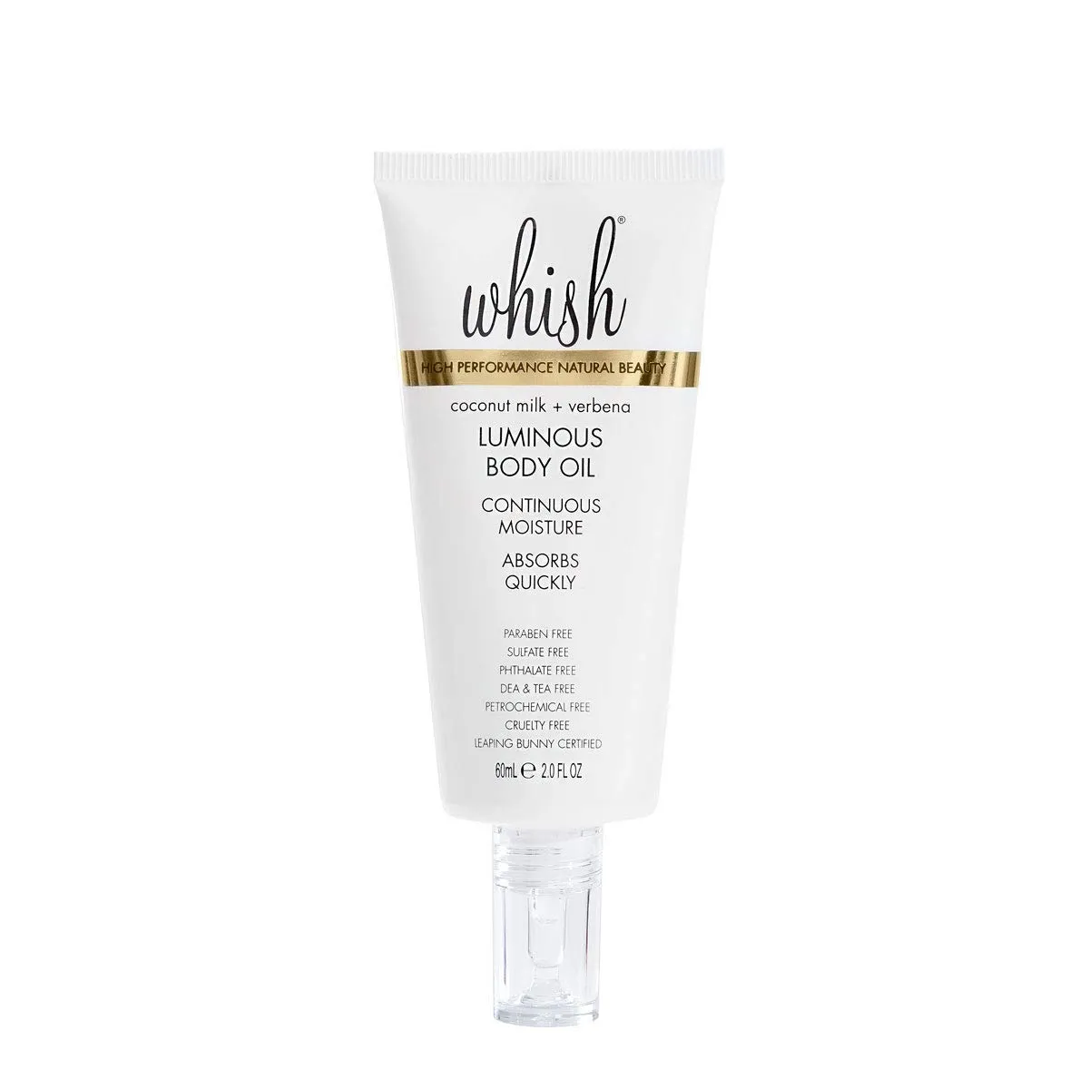 Whish Coconut Milk   Verbena Luminous Body Oil - Moisturizing Scented Body Oil with Peptides - Quick-Drying - Soothes & Firms Skin - 2 fl oz