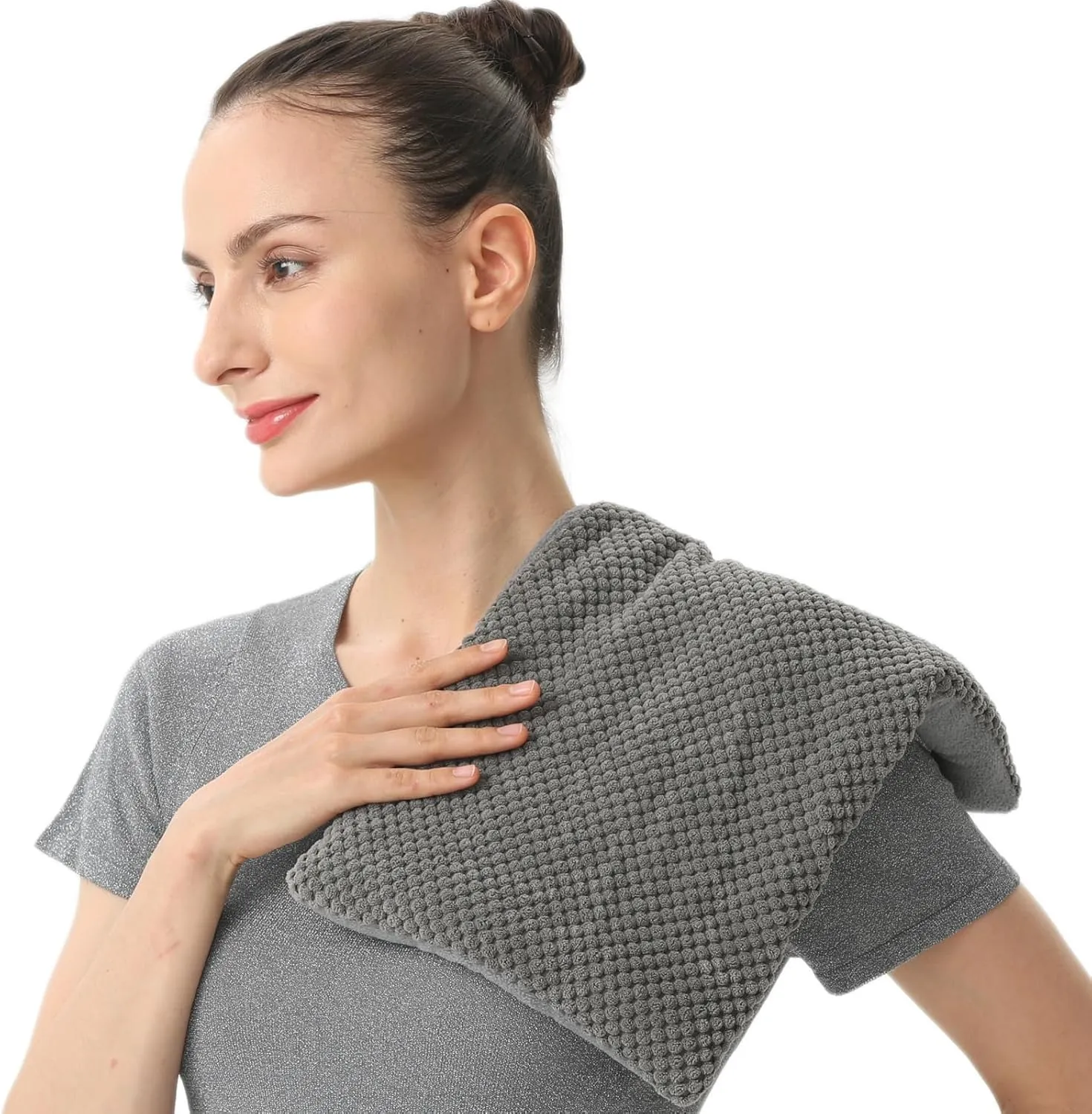 Wide Microwave Heating Pad for Pain Relief 8"x17" Microwavable Heat Pack for Cramps/Neck Shoulder/Back Washable Cover Cordless Unscented Cool & hot Moist Heat Pack Weighted Moist Warm unscented