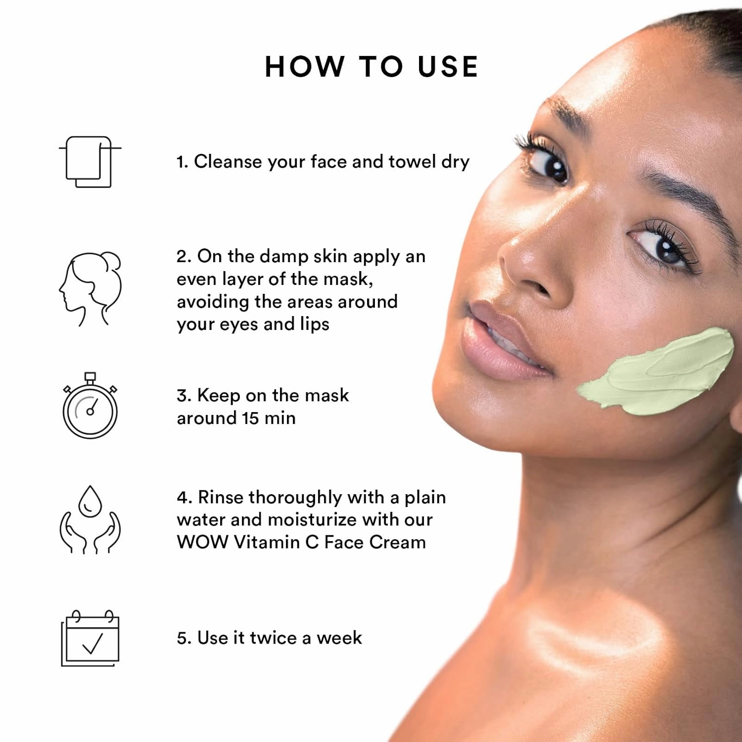 WOW Skin Science Refreshing & Refining Anti-Acne Kaolin Clay Face Mask with Neem & Tea Tree - Tone Purifying Vegan Facial Mask - Parabens, Sulphate & Mineral Oil Free - For All Skin Types - 200mL