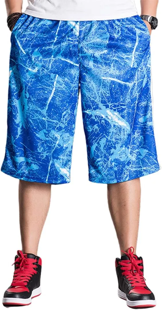 XYGJZ Basketball Shorts Men Fashion Loose Knee Length Casual Athletic Running Men's Shorts