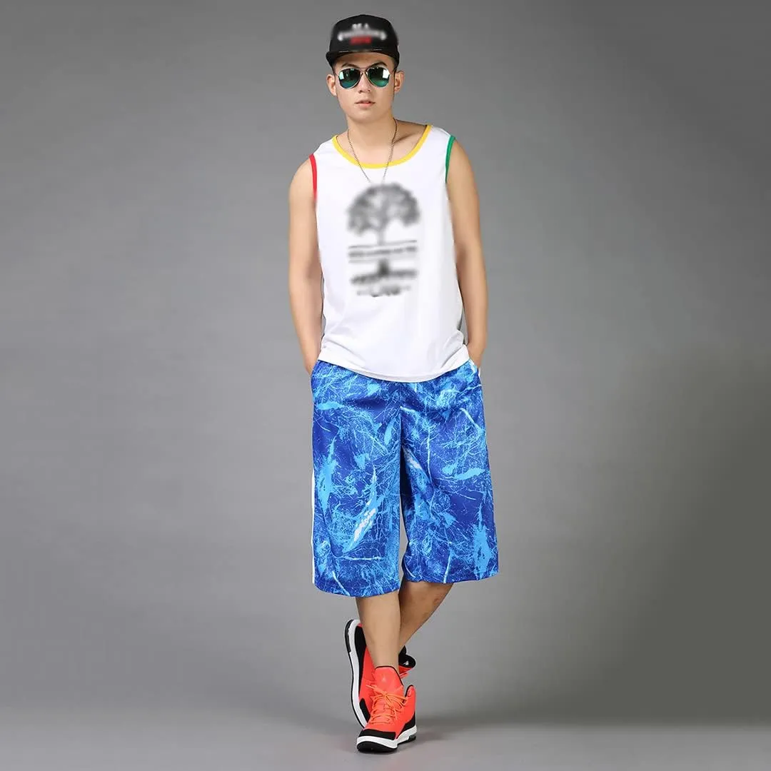 XYGJZ Basketball Shorts Men Fashion Loose Knee Length Casual Athletic Running Men's Shorts