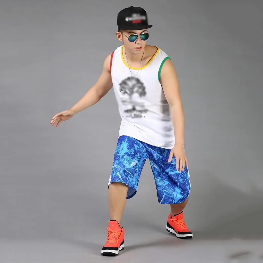 XYGJZ Basketball Shorts Men Fashion Loose Knee Length Casual Athletic Running Men's Shorts