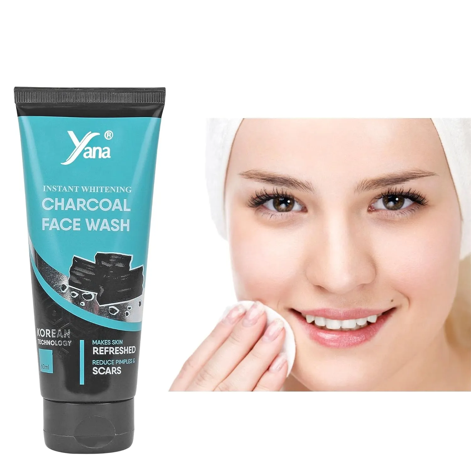 Yana Activated Charcoal Cleansing Face Wash travel size & Cleanser For Women By Korean Technoloy | Charcoal Face Wash Scrub | Side-effect Free