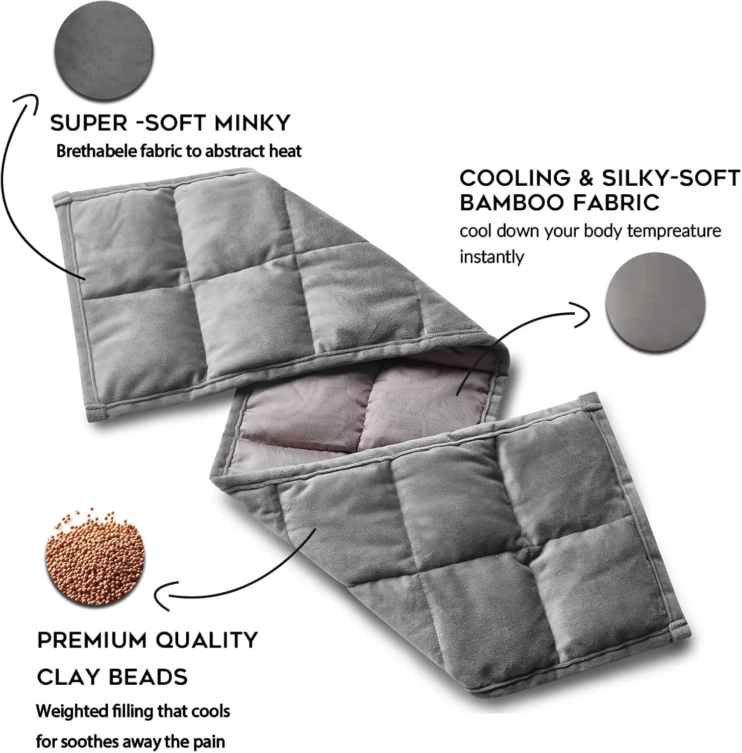 YnM Weighted Wrap for Relaxation, Multifuntional Extra Large Wrap, Cold Therapy on Shoulds, Neck, Back, Abdominals and More, Filled with Clay Beads, Without Cover, 5lb
