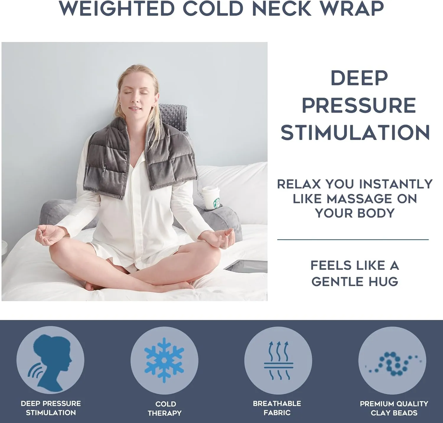 YnM Weighted Wrap for Relaxation, Multifuntional Extra Large Wrap, Cold Therapy on Shoulds, Neck, Back, Abdominals and More, Filled with Clay Beads, Without Cover, 5lb