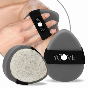 Yoove Bamboo Charcoal Soap with Scrubber, Elastic Grip, Teardrop Shape, Activated Charcoal Bar Soap to Unclog Pores, Soothe Redness, Control Oil, Organic Black Soap for Clearer & Smoother Skin, 3-Pack