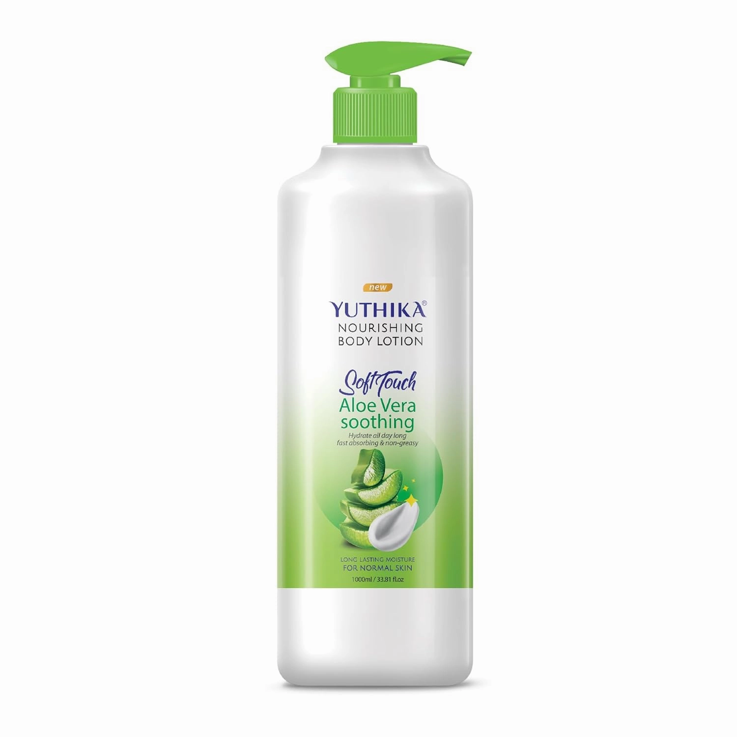 Yuthika Aloe Vera Soft Touch Nourishing Body Lotion - 1000 ml | Hydrating & Fast Absorbing, Non-Greasy Formula for Normal Skin
