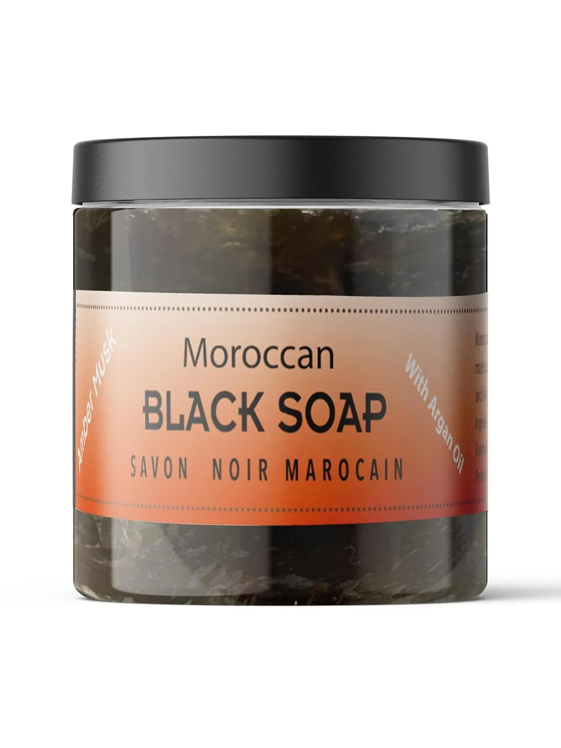 Zakia's Morocco Black Soap (Beldi) with Amber Musk Scent - 100% natural, Body Scrub, Purifying, Cleansing, exfoliating for Hammam Ritual- 16.9 Oz Value Size