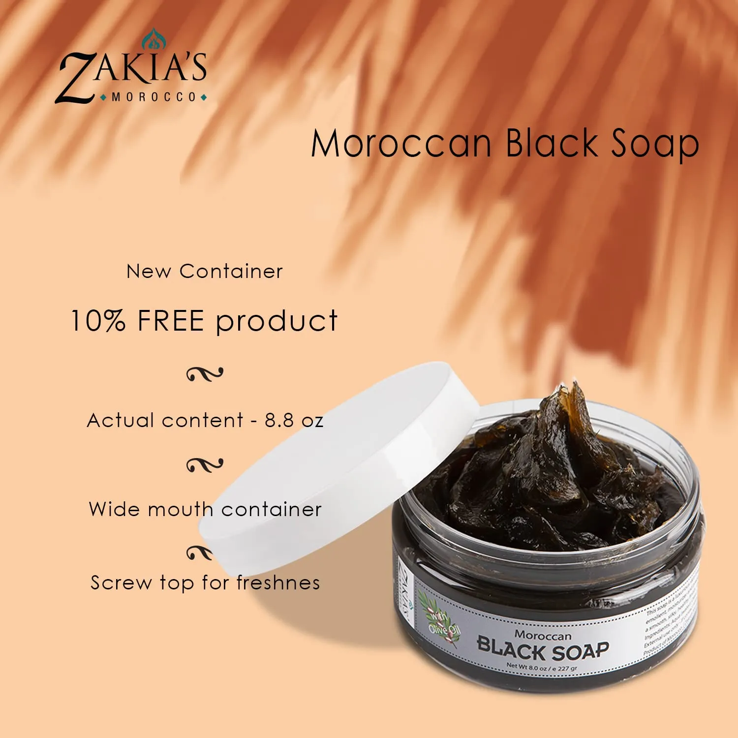Zakia's Morocco Black Soap (Beldi) with Lavender Scent - 100% natural, Body Scrub, Pure & Natural, Purifying, Cleansing, exfoliating for Hammam Ritual- 8.0 Oz / 226gr