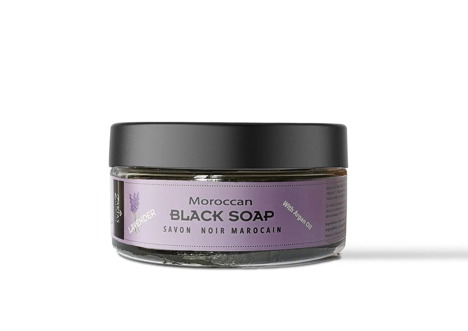 Zakia's Morocco Black Soap (Beldi) with Lavender Scent - 100% natural, Body Scrub, Pure & Natural, Purifying, Cleansing, exfoliating for Hammam Ritual- 8.0 Oz / 226gr