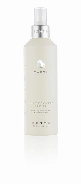 Zents Luminous Cashmere Body Oil (Earth Fragrance) | Moisturizing Body Oil with Vitamin E & Organic Coconut Oil | Softens & Smooths Skin | 8 fl oz